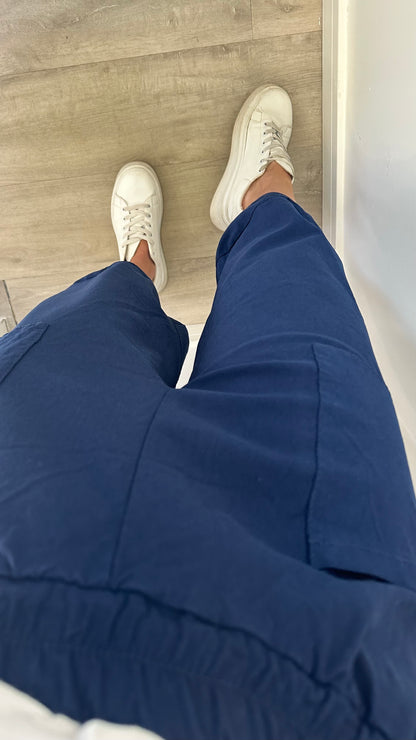 NAVY CROPPED POCKET TROUSERS