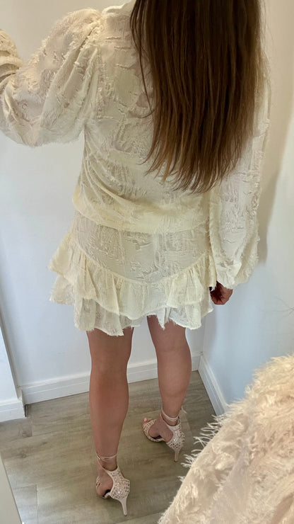 CREAM TEXTURED SKORT