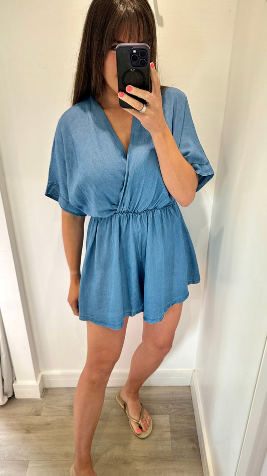 DENIM CHAMBRAY PLAYSUIT