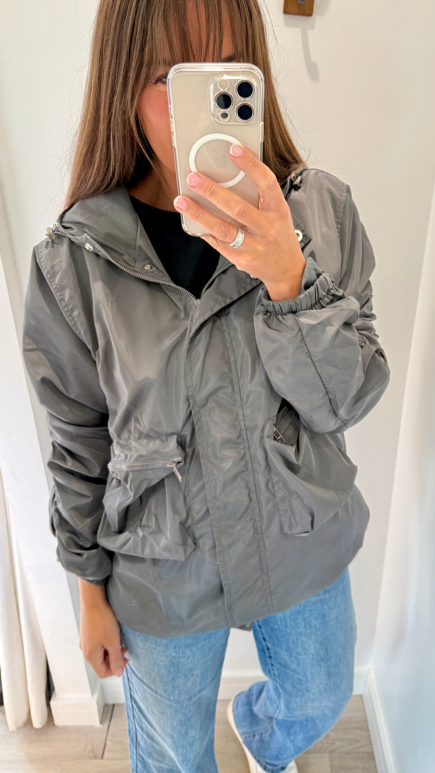 CHARCOAL GREY SHOWERPROOF RAINCOAT