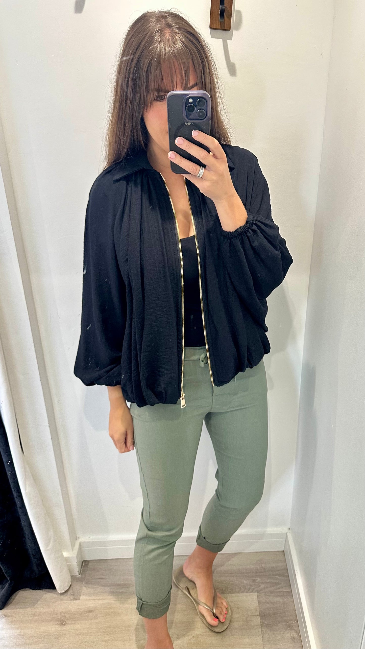 BLACK BALLOON SLEEVE JACKET