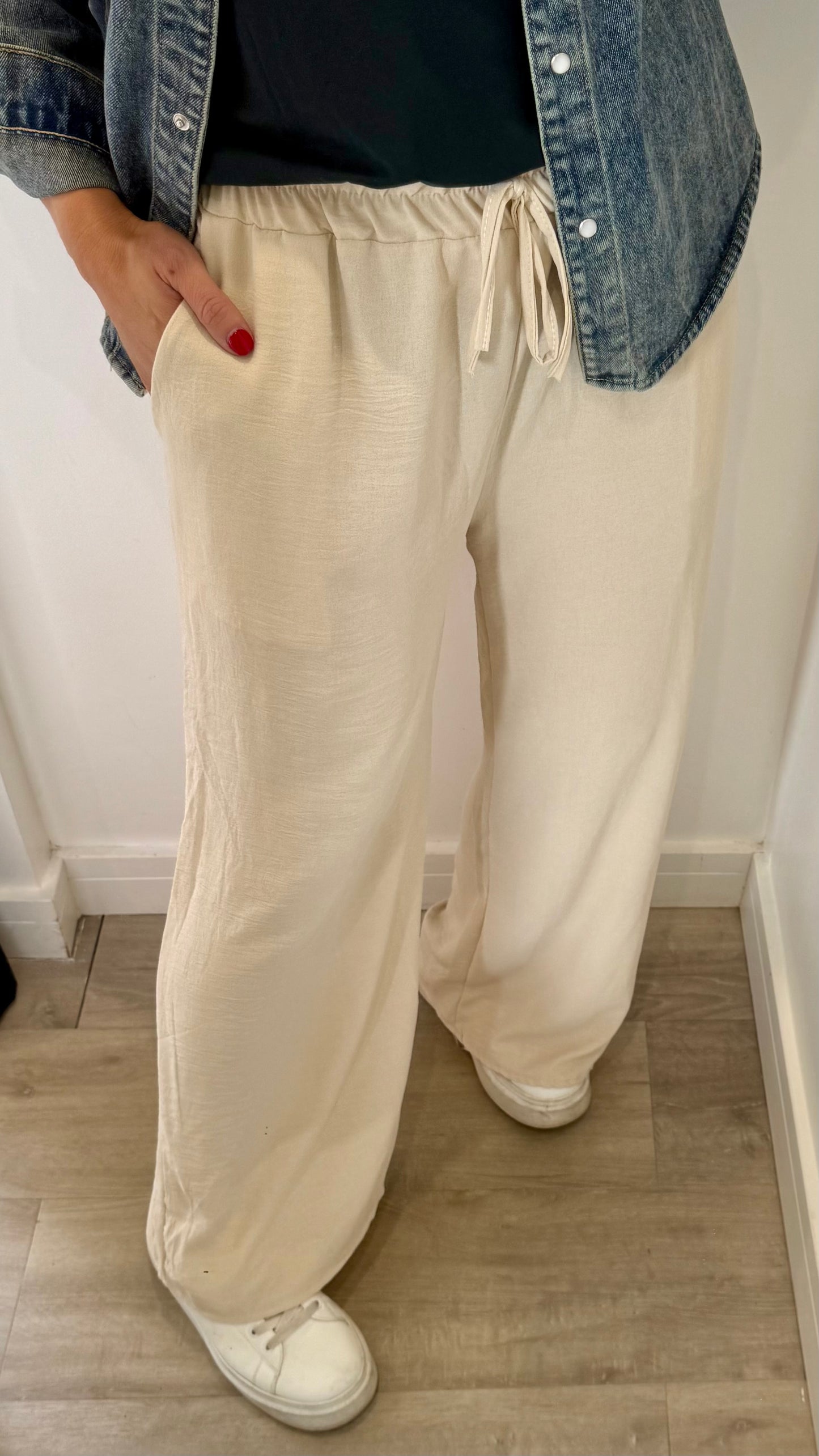 SAND DRAWSTRING TROUSERS