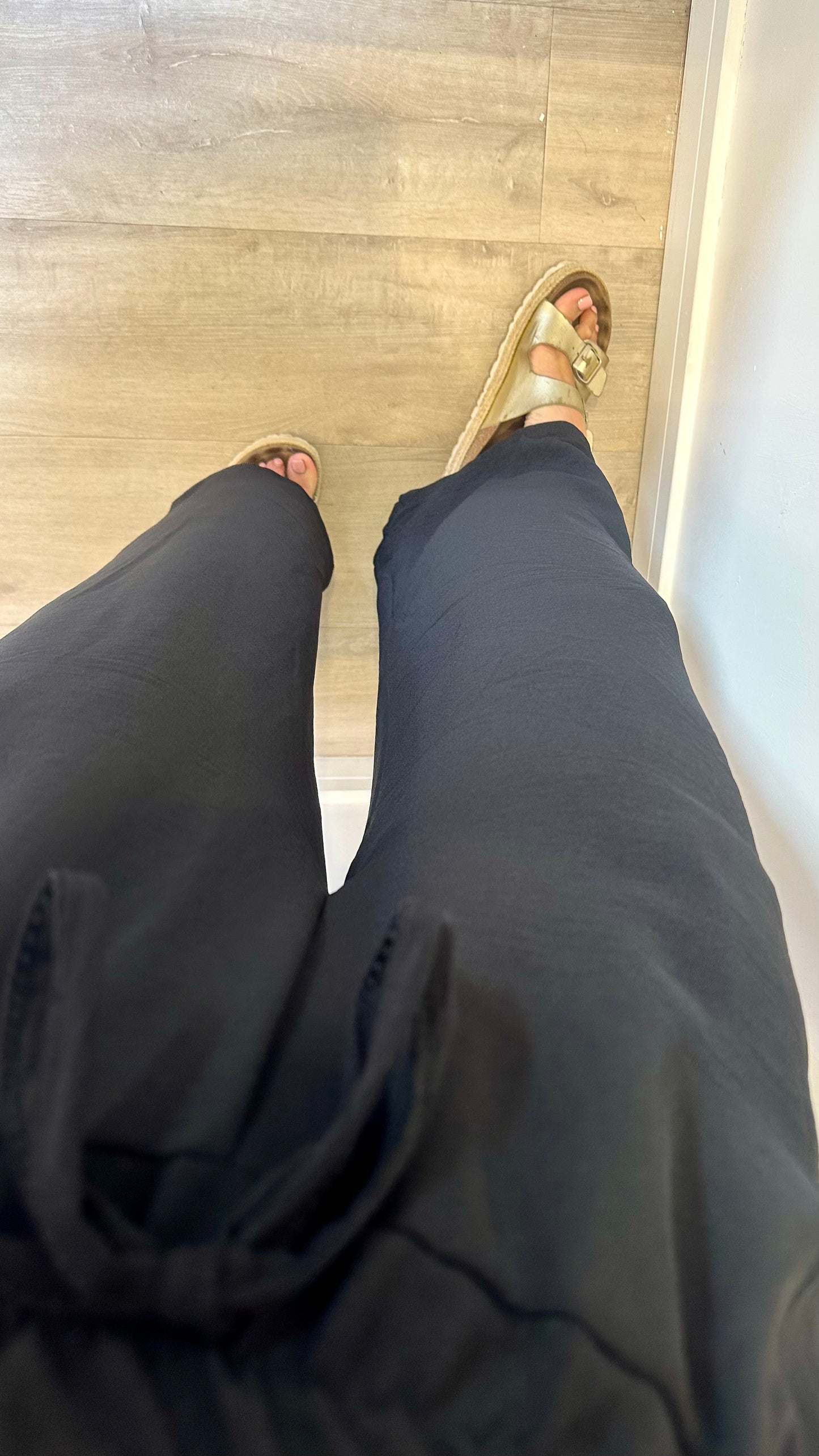BLACK DRAWSTRING TROUSERS