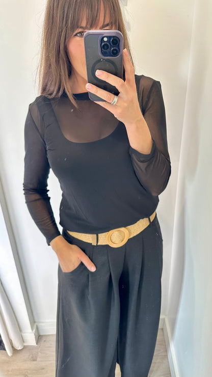BLACK SHEER TOP