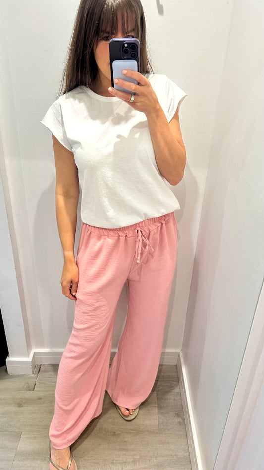 BLUSH PINK DRAWSTRING TROUSERS