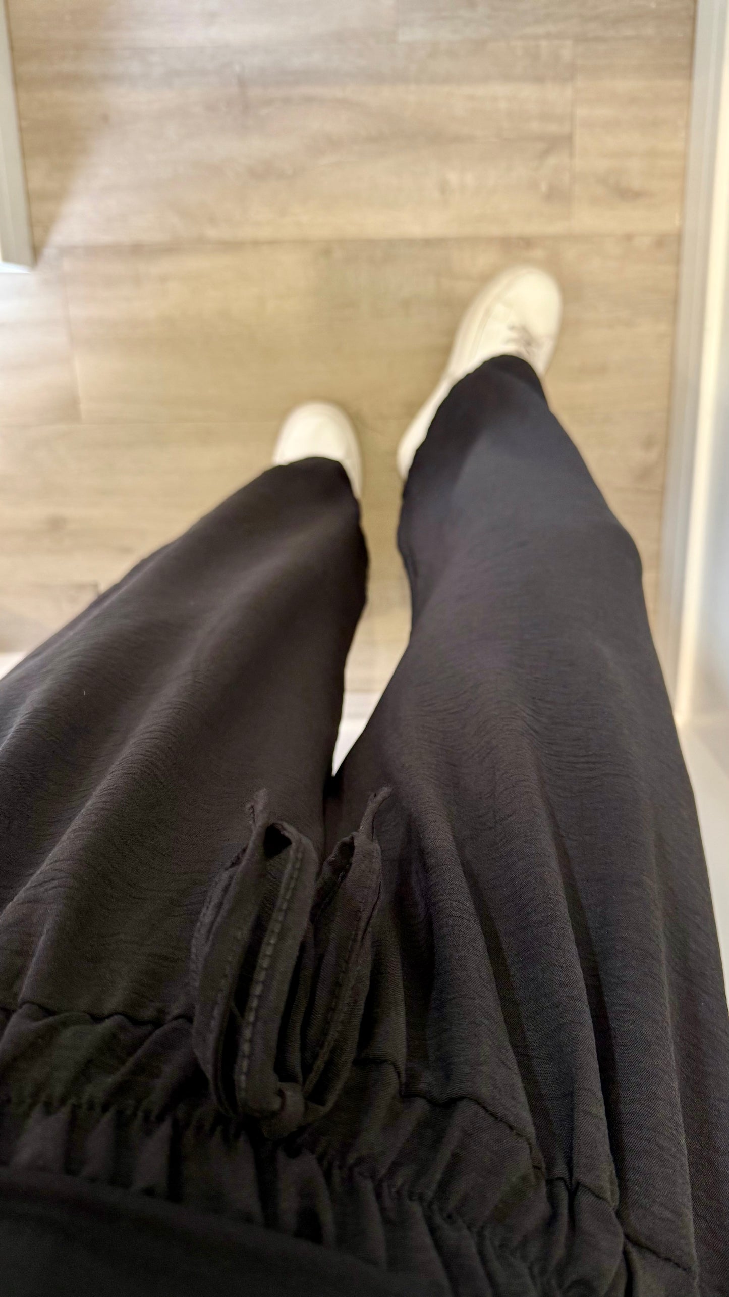 BLACK DRAWSTRING TROUSERS