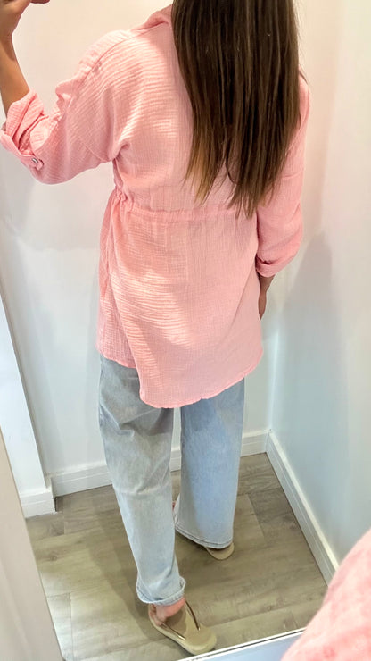 LIGHT CORAL BUTTON-THROUGH DRESS