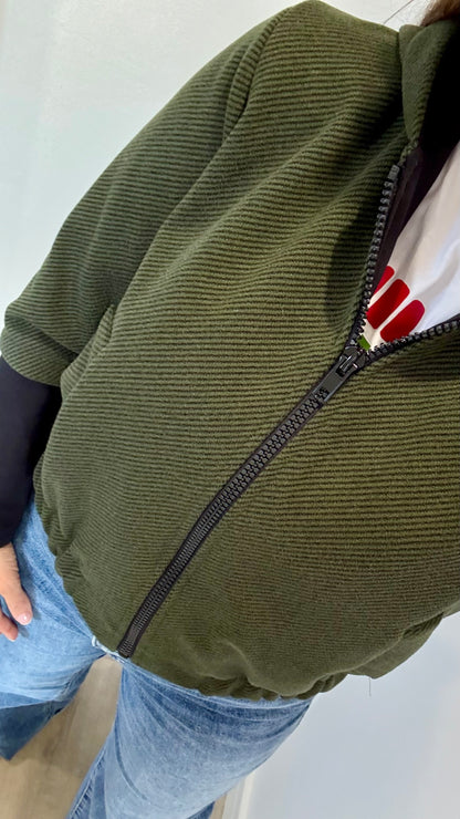 KHAKI GREEN CONTRAST BOMBER JACKET
