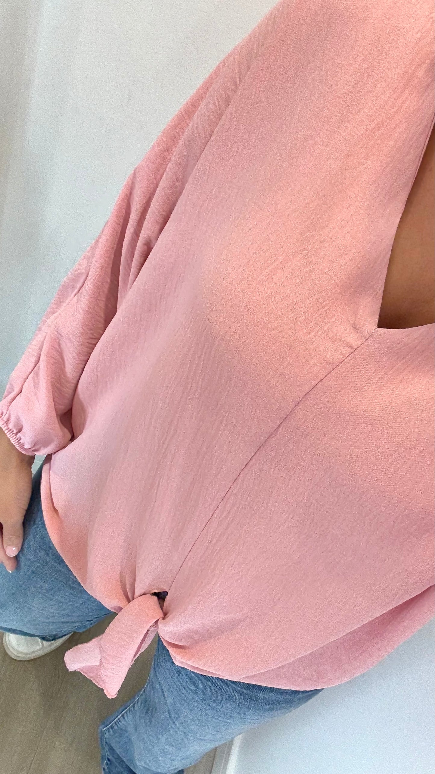 BLUSH PINK TIE FRONT TOP