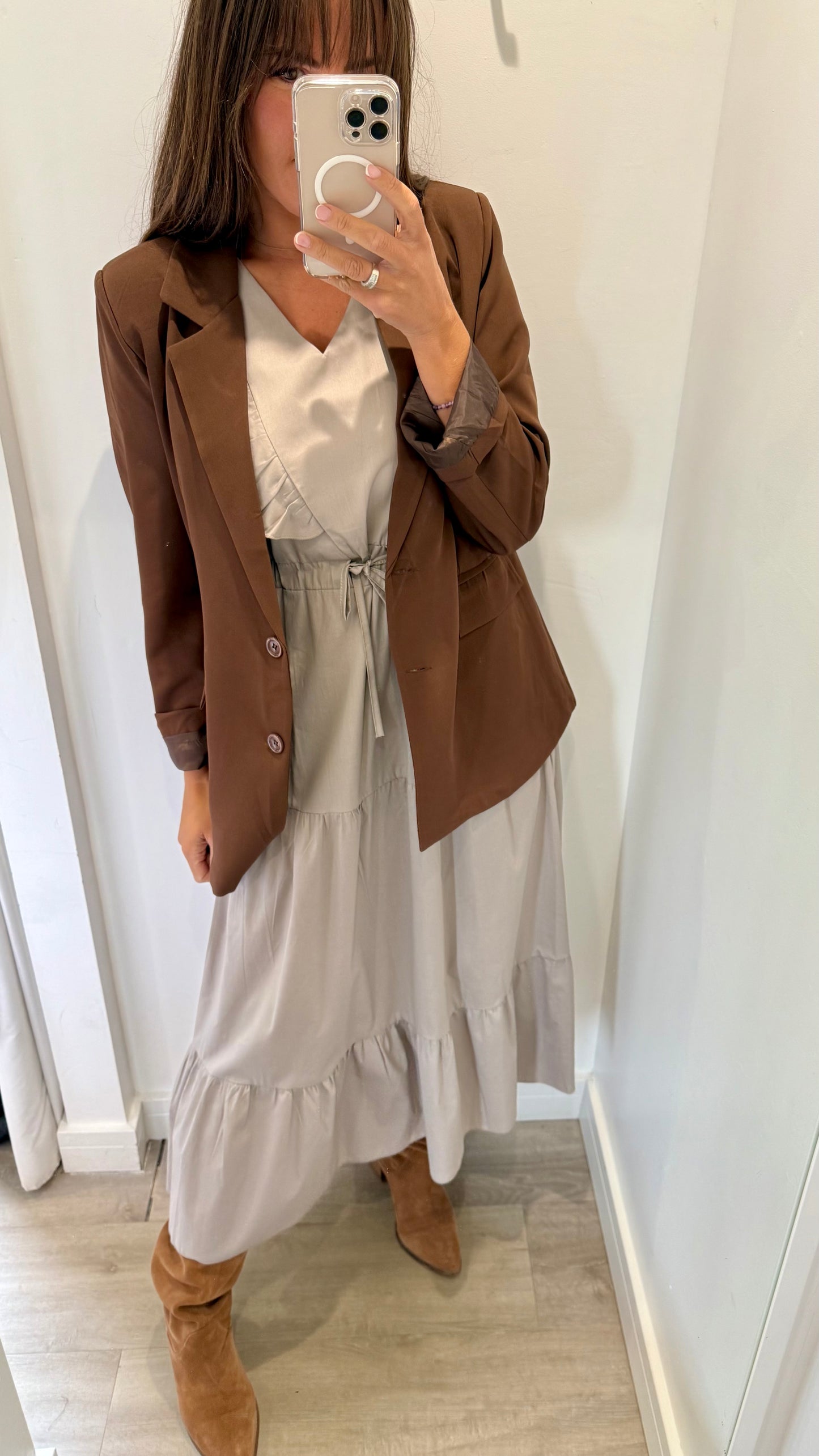 MOCHA JET TIERED COTTON MAXI DRESS