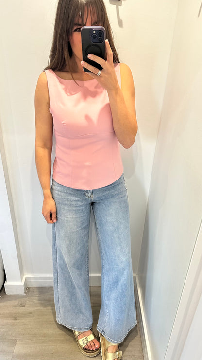 SOFT PINK BOW BACK SLEEVELESS TOP