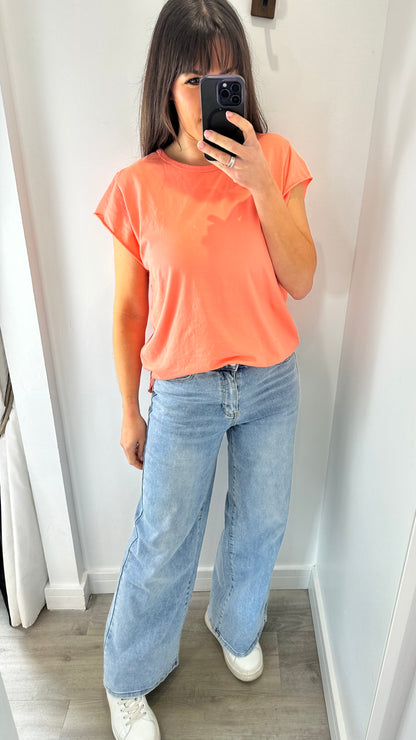 CORAL CAP SLEEVE TEE