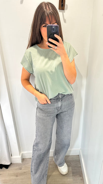 SAGE GREEN CAP SLEEVE TEE