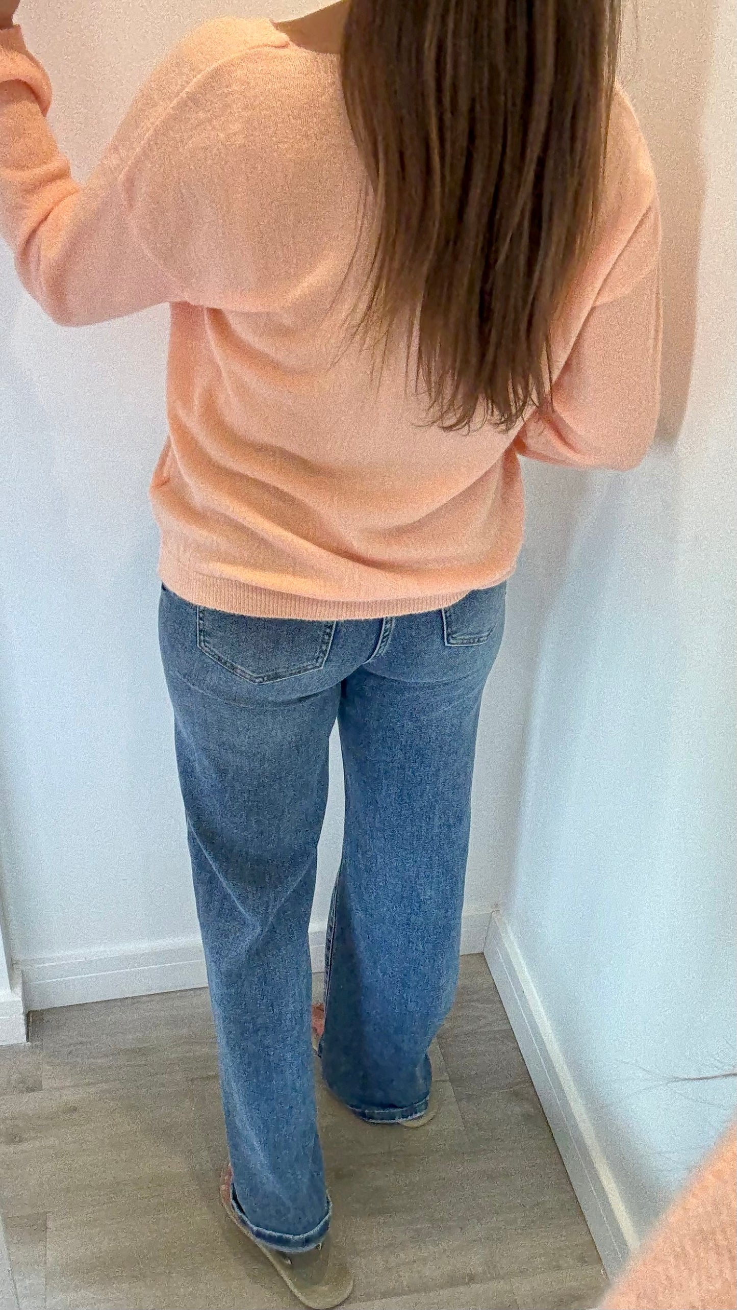 PEACH LIGHT KNIT BUTTON CARDIGAN