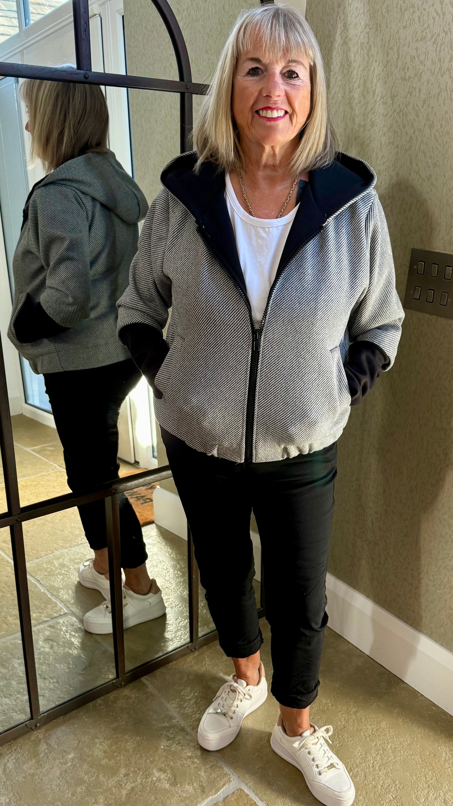 GREY CONTRAST BOMBER JACKET