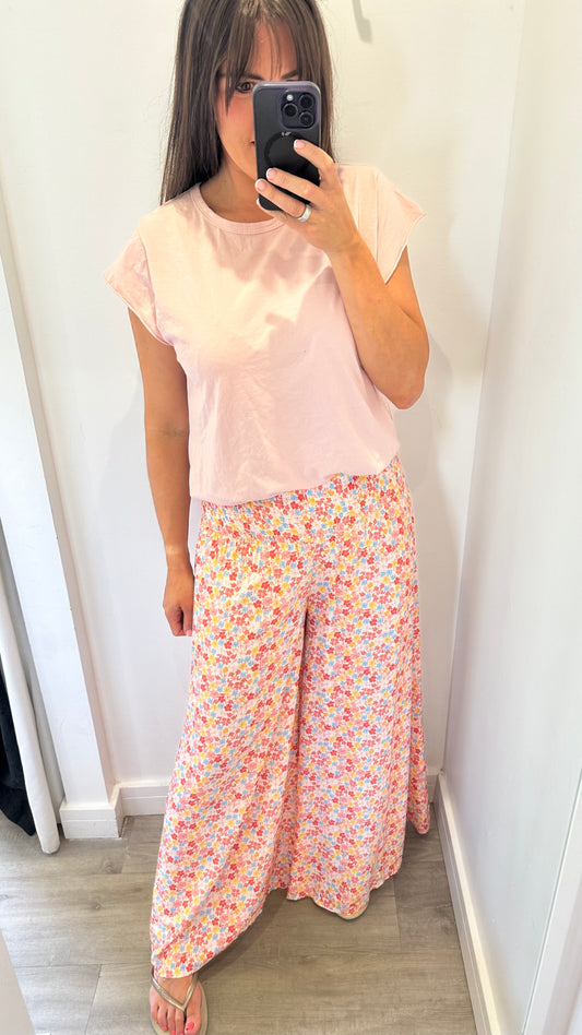 PINK AND CORAL PALAZZO TROUSERS