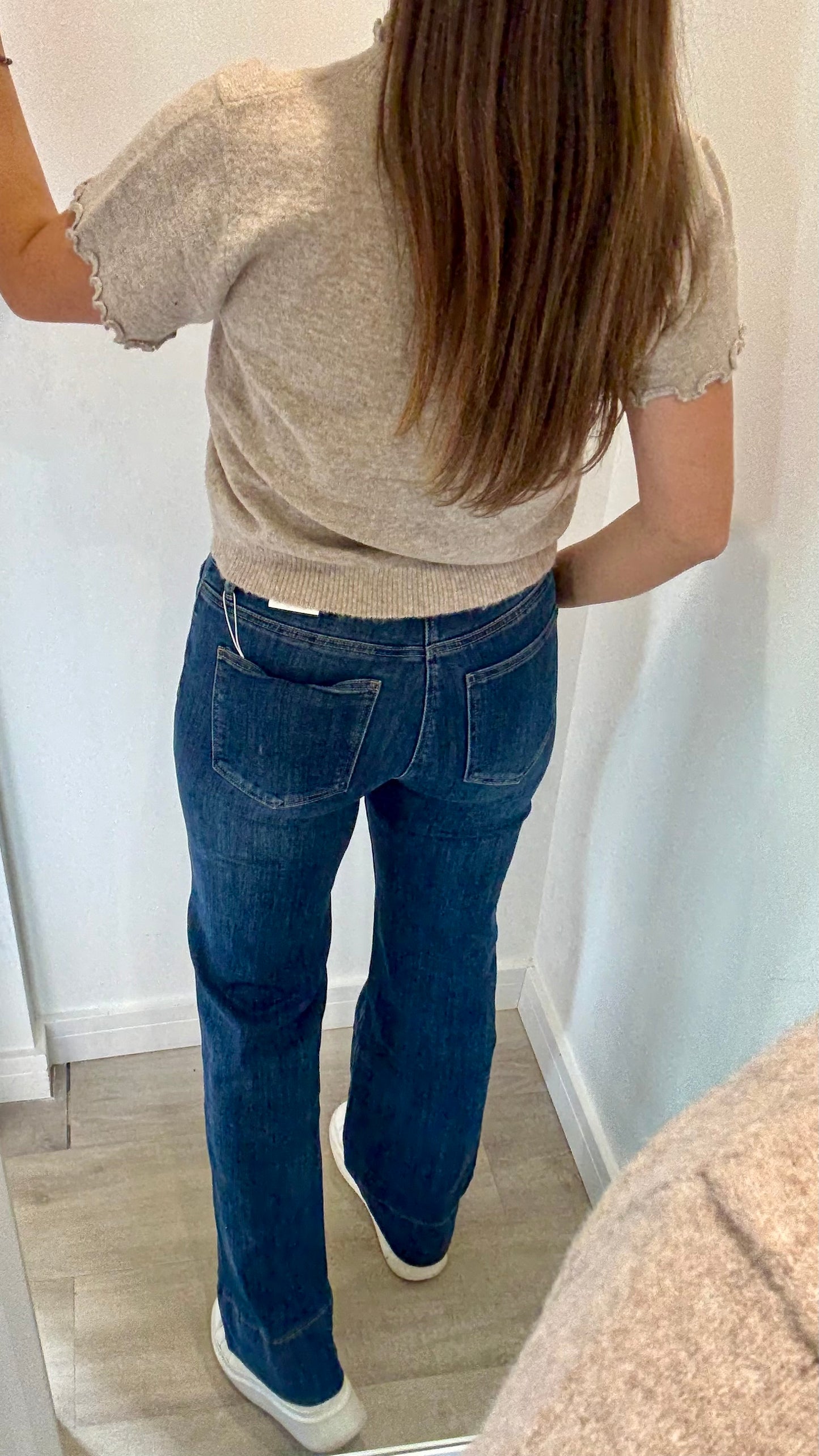 DARK DENIM WIDE LEG HIGH WAISTED JEANS