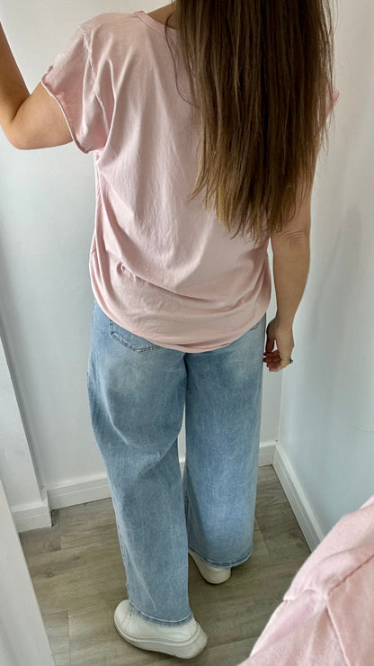 PALE PINK CAP SLEEVE TEE
