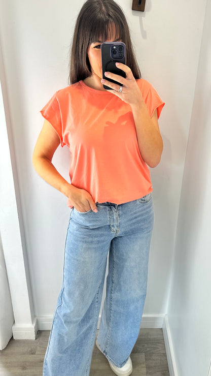 CORAL CAP SLEEVE TEE