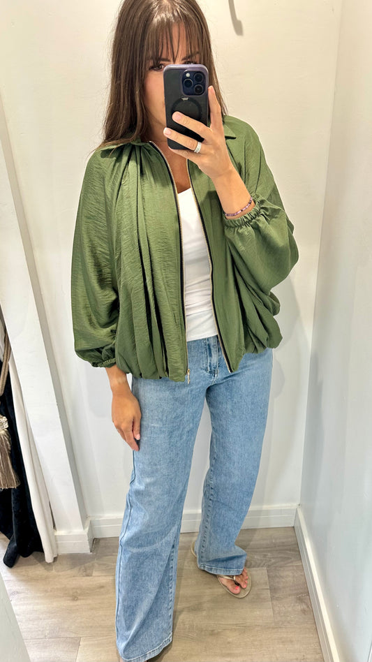 KHAKI GREEN PLEATED JACKET