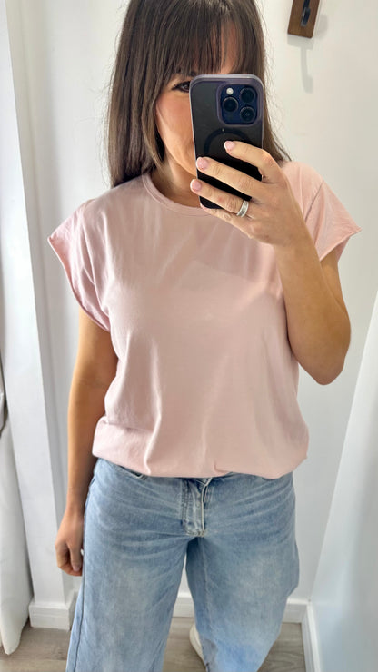 PALE PINK CAP SLEEVE TEE
