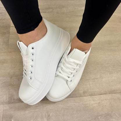 WHITE PLATFORM TRAINERS