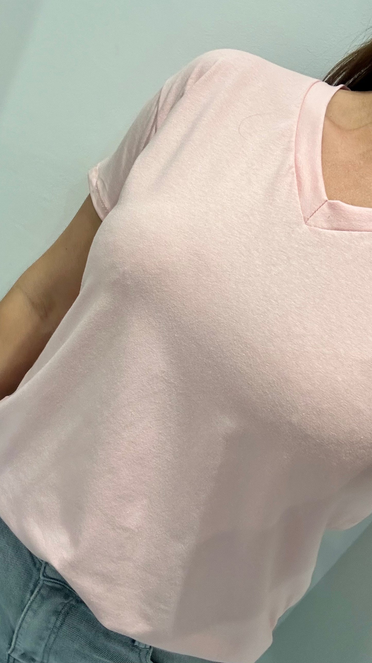 SOFT PINK V NECK SHORT SLEEVE TSHIRT