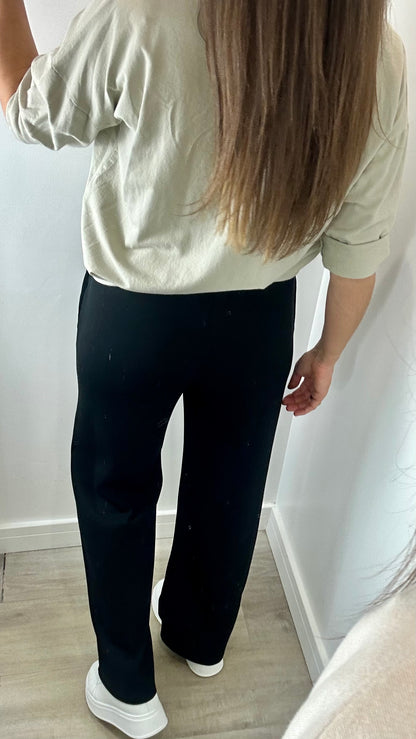 BLACK STRAIGHT LEG TROUSERS