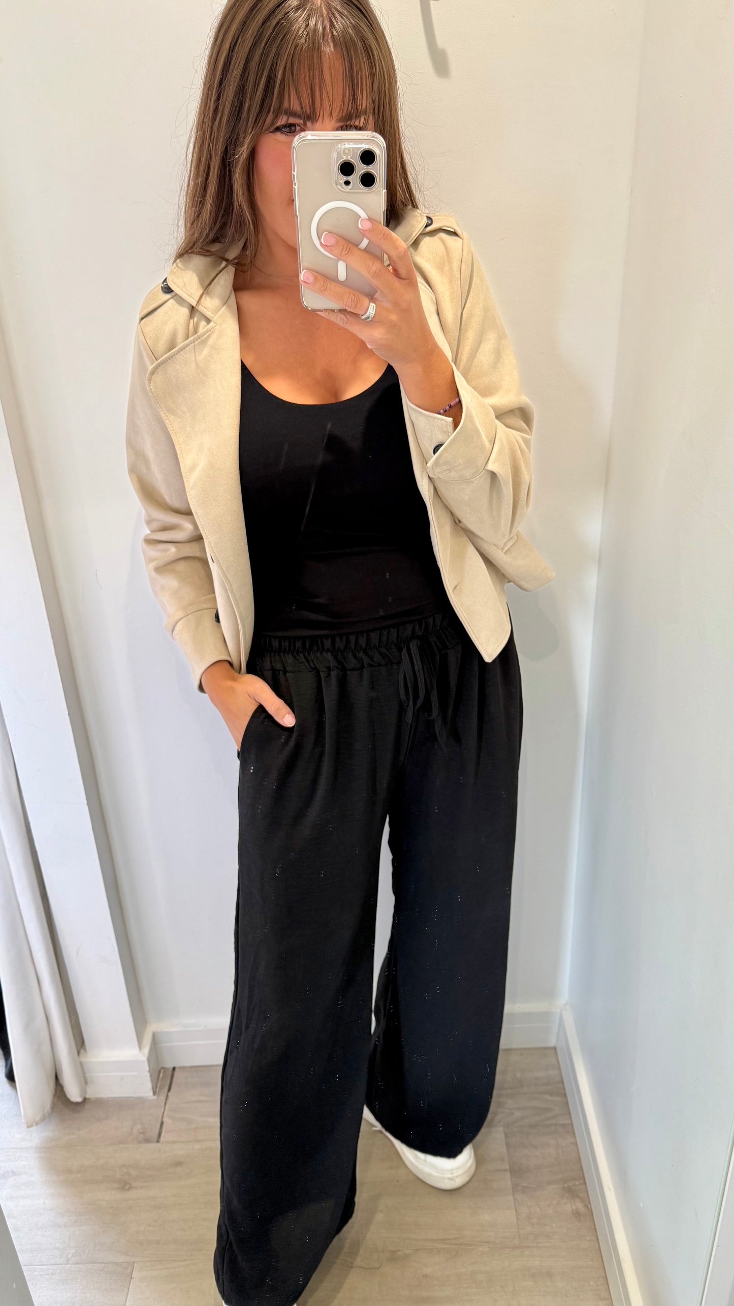 BLACK DRAWSTRING TROUSERS