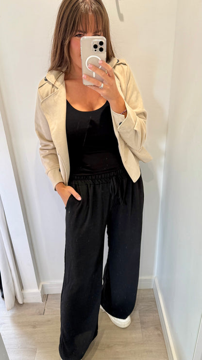 BLACK DRAWSTRING TROUSERS