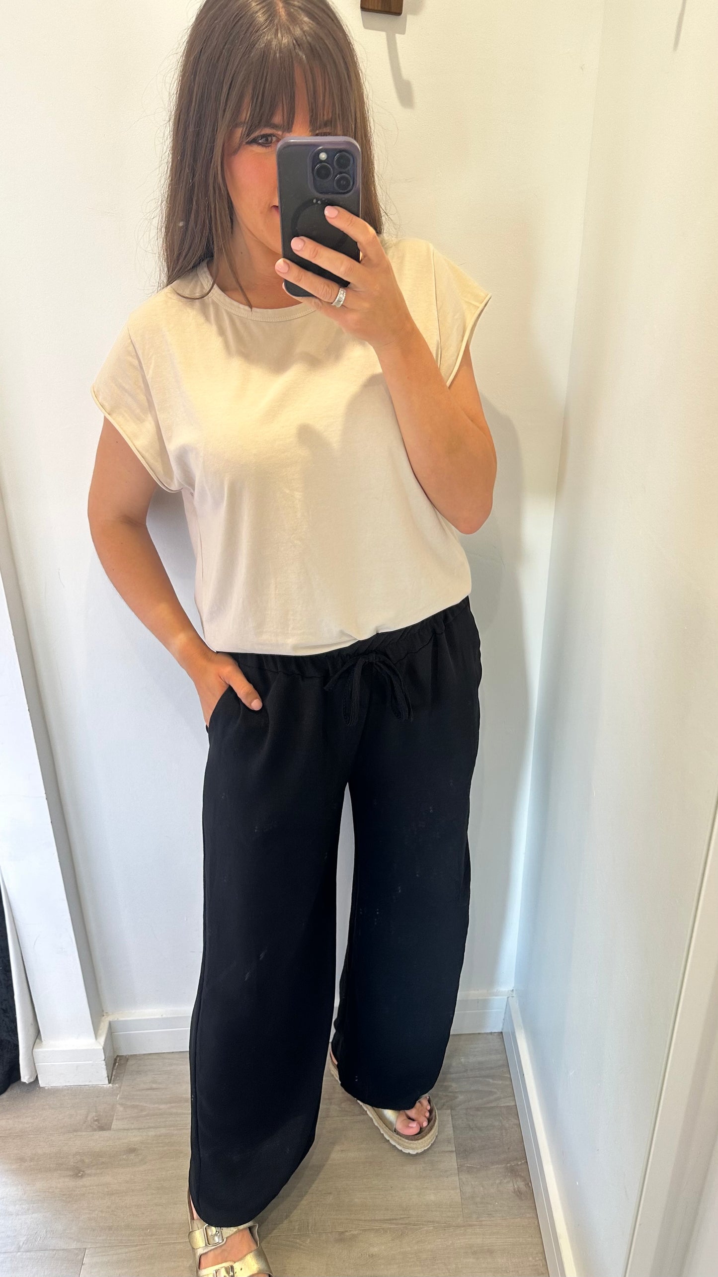 BLACK DRAWSTRING TROUSERS