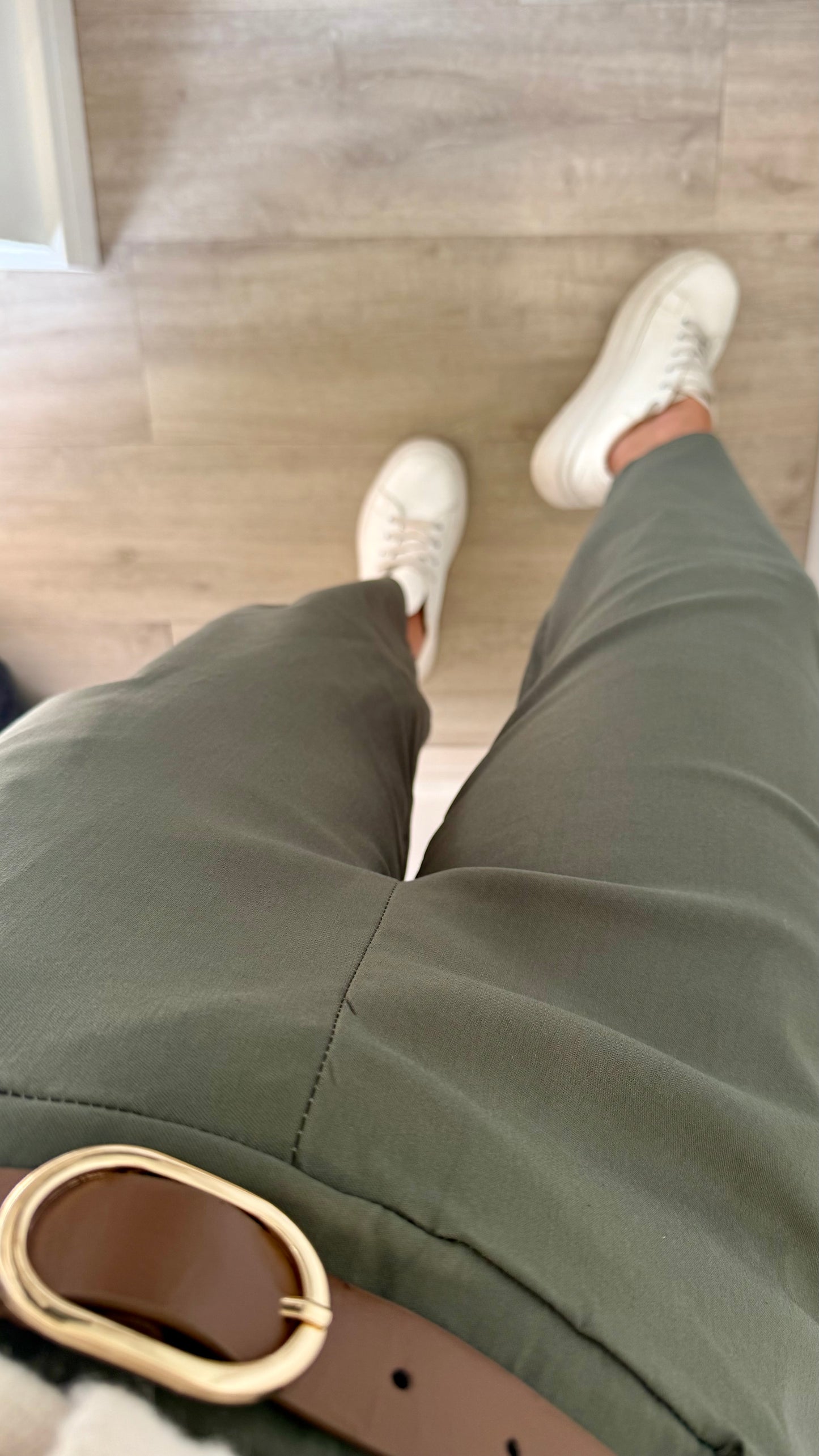 KHAKI BALLOON TROUSERS WITH TAN BELT