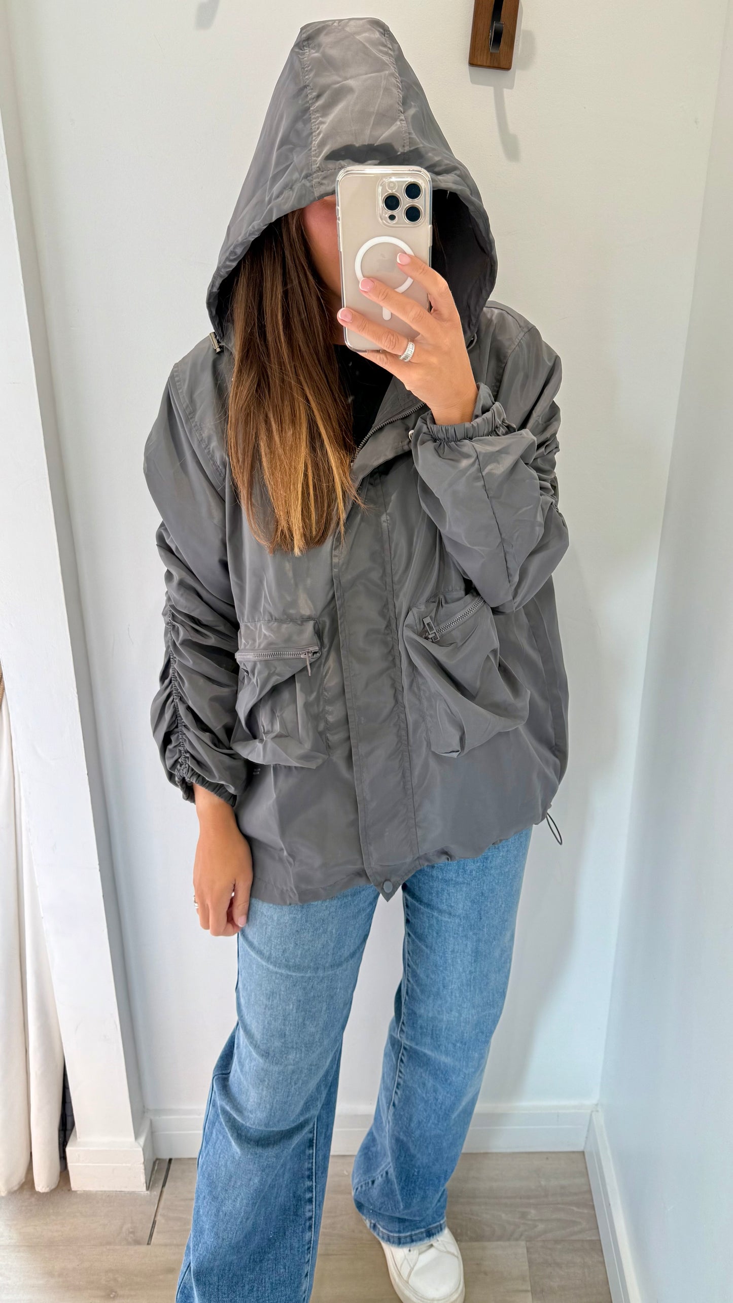 CHARCOAL GREY SHOWERPROOF RAINCOAT