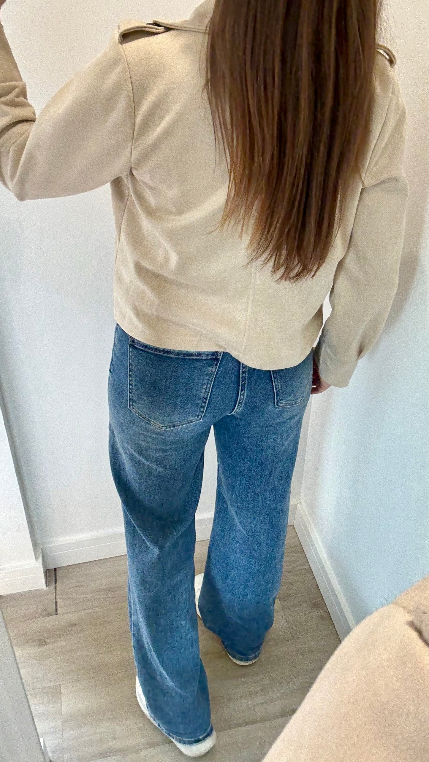 STONE SUEDE-EFFECT BUTTONED JACKET