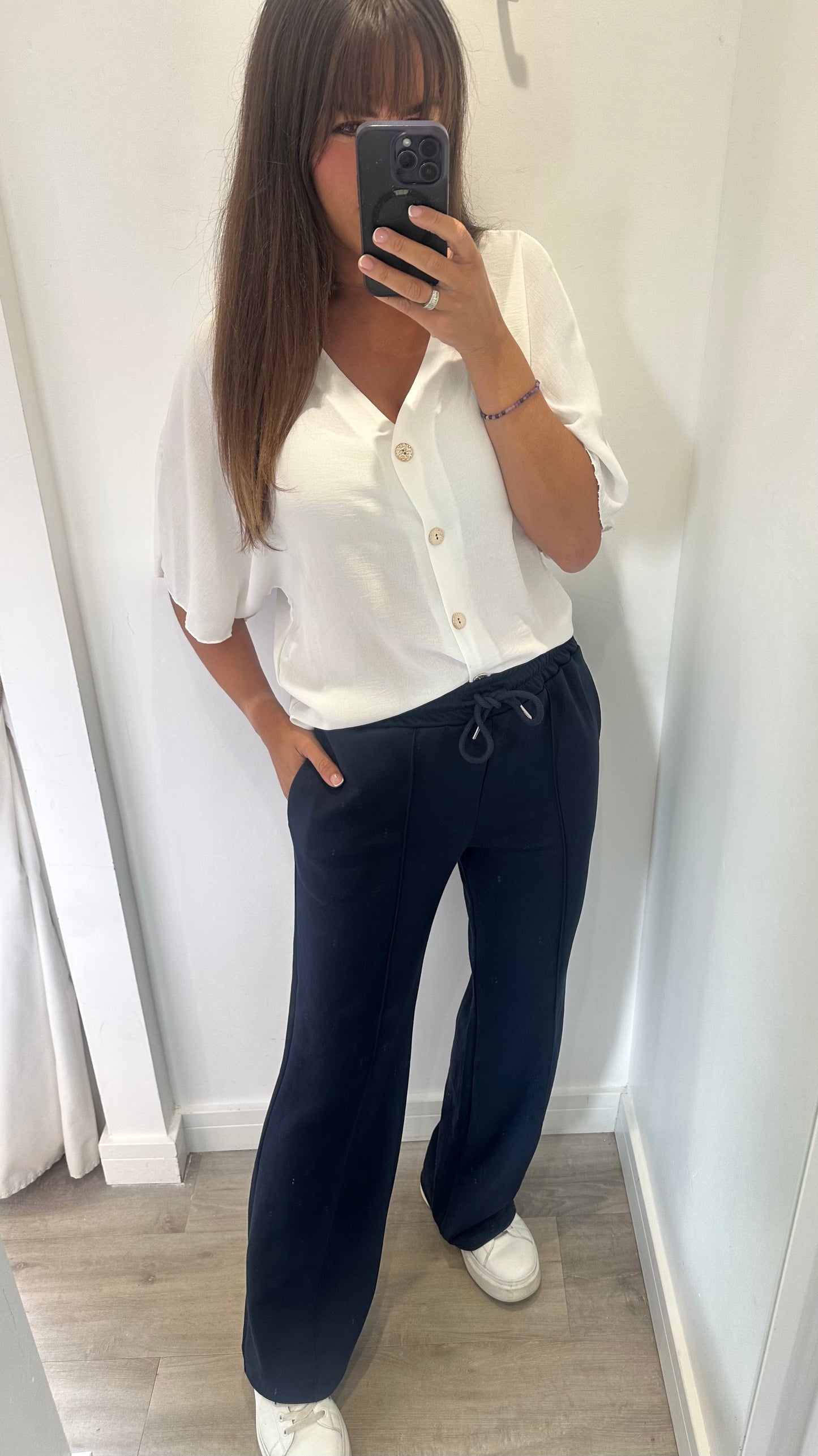 NAVY STRAIGHT LEG TROUSERS - BESTSELLER