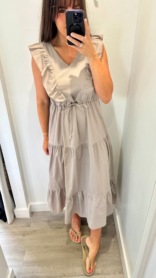MOCHA JET TIERED COTTON MAXI DRESS