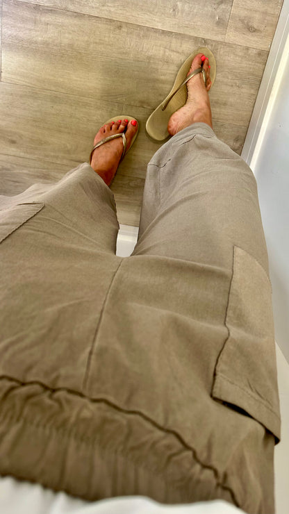 MOCHA CROPPED POCKET TROUSERS