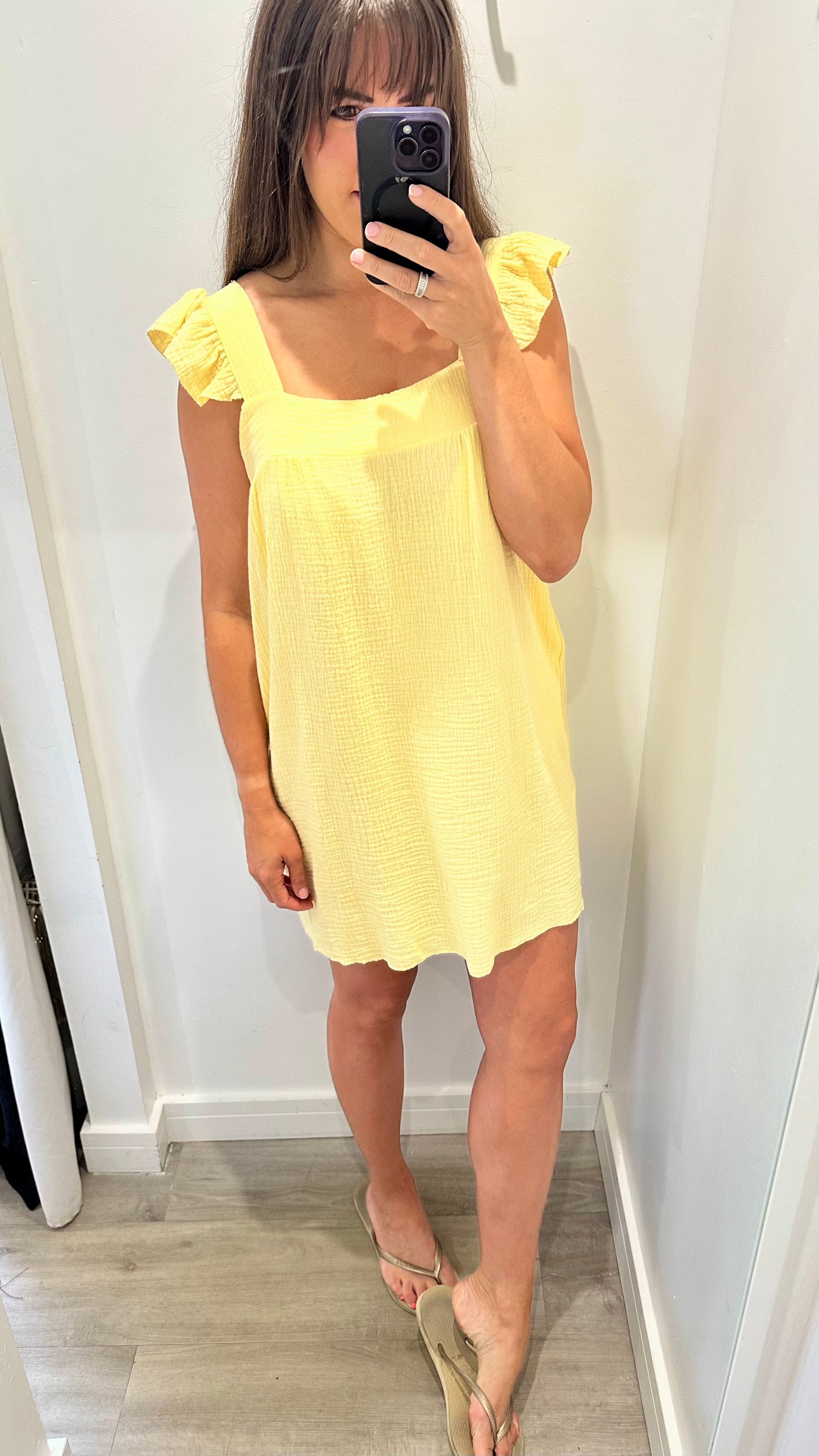 LEMON BABYDOLL MINI DRESS