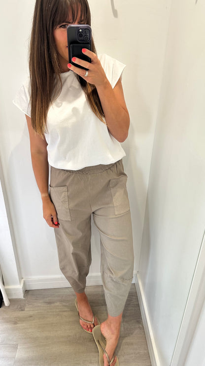 MOCHA CROPPED POCKET TROUSERS