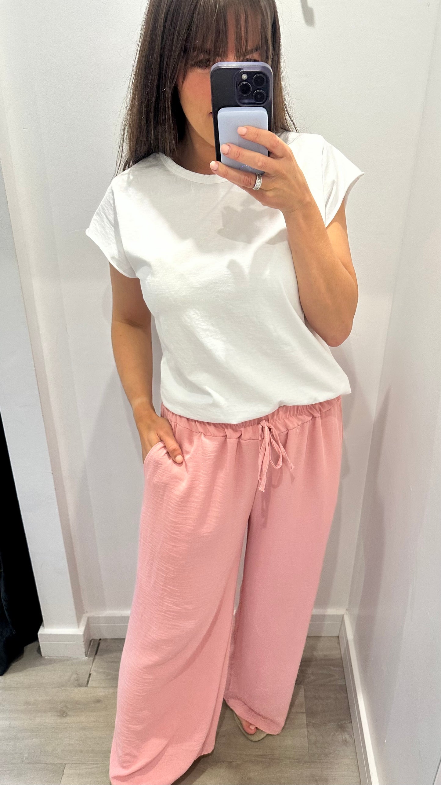 BLUSH PINK DRAWSTRING TROUSERS