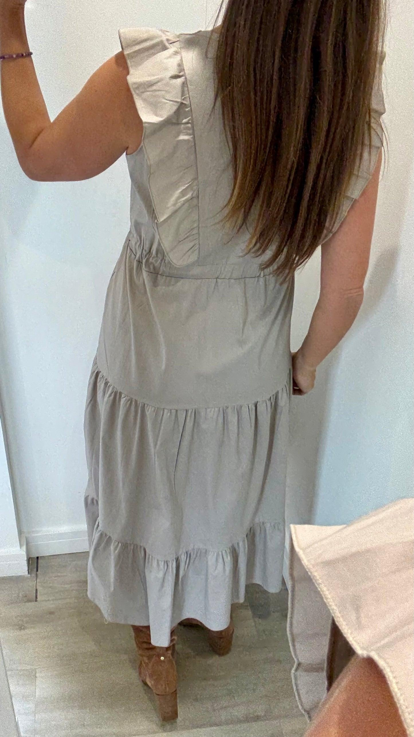 MOCHA JET TIERED COTTON MAXI DRESS