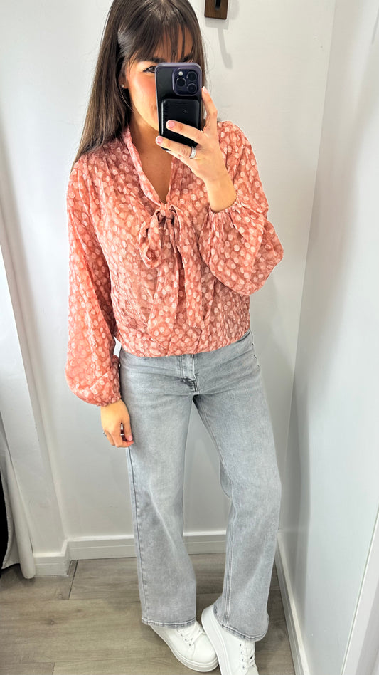 ROSE PINK METALLIC THREAD BLOUSE
