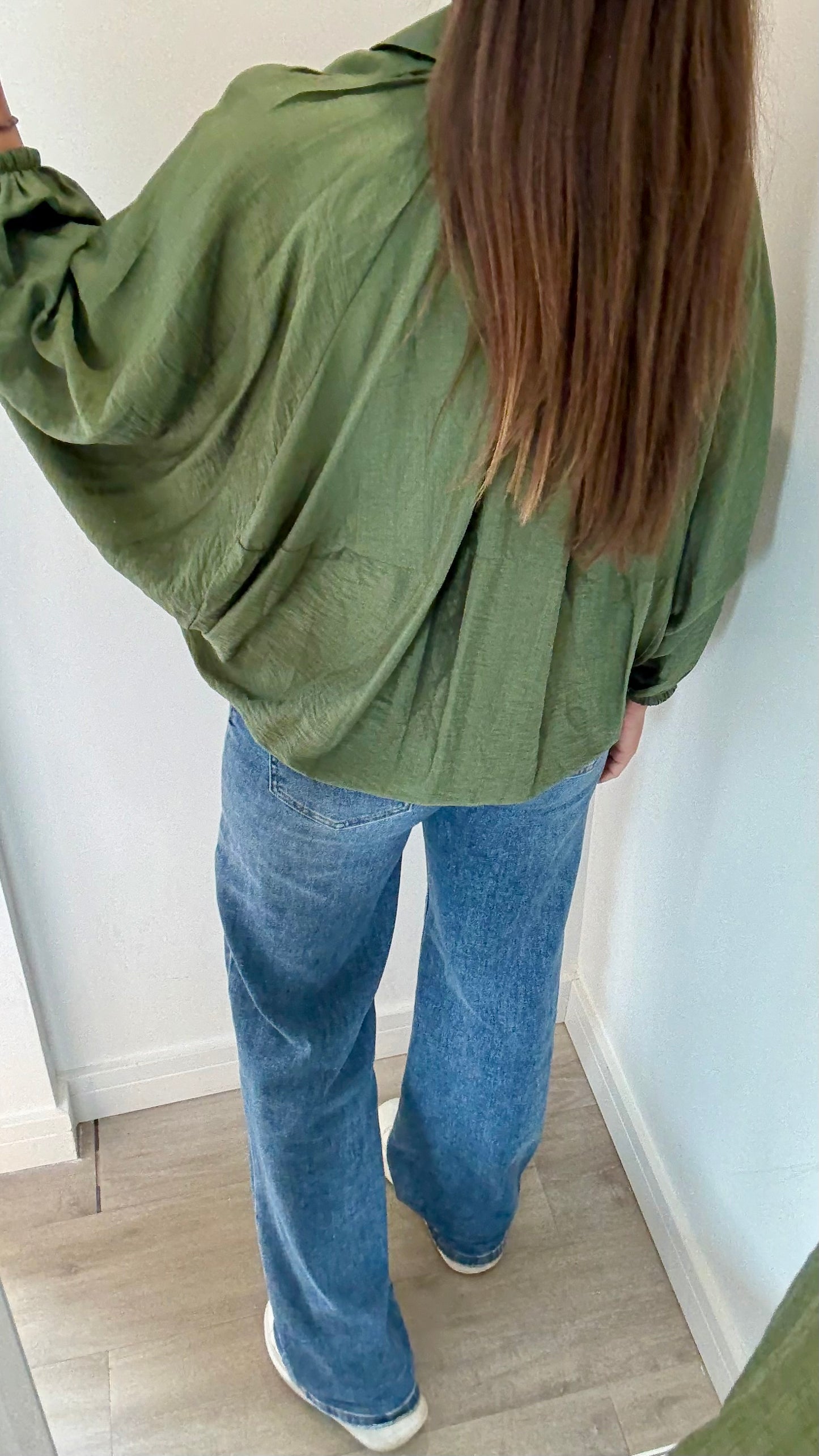 KHAKI GREEN BALLOON SLEEVE JACKET