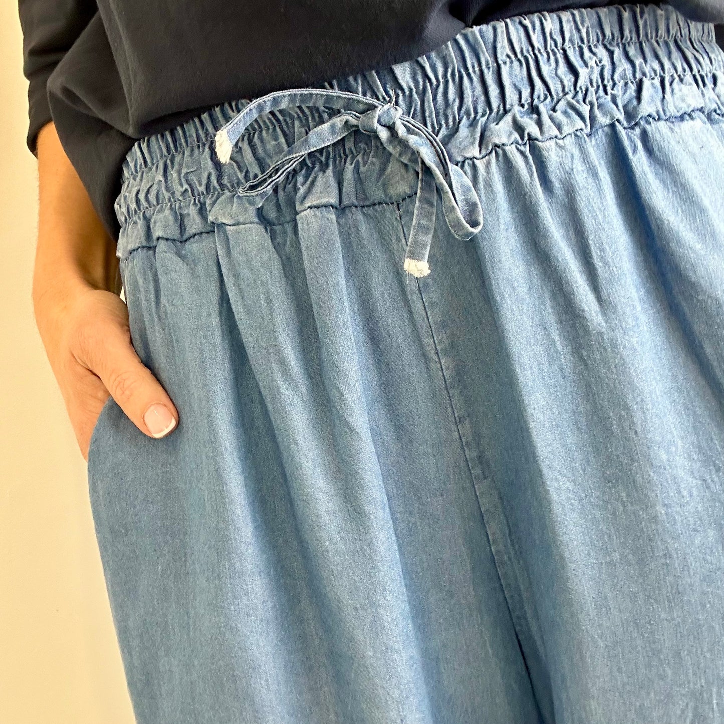 LIGHT BLUE DENIM PALAZZO PANT