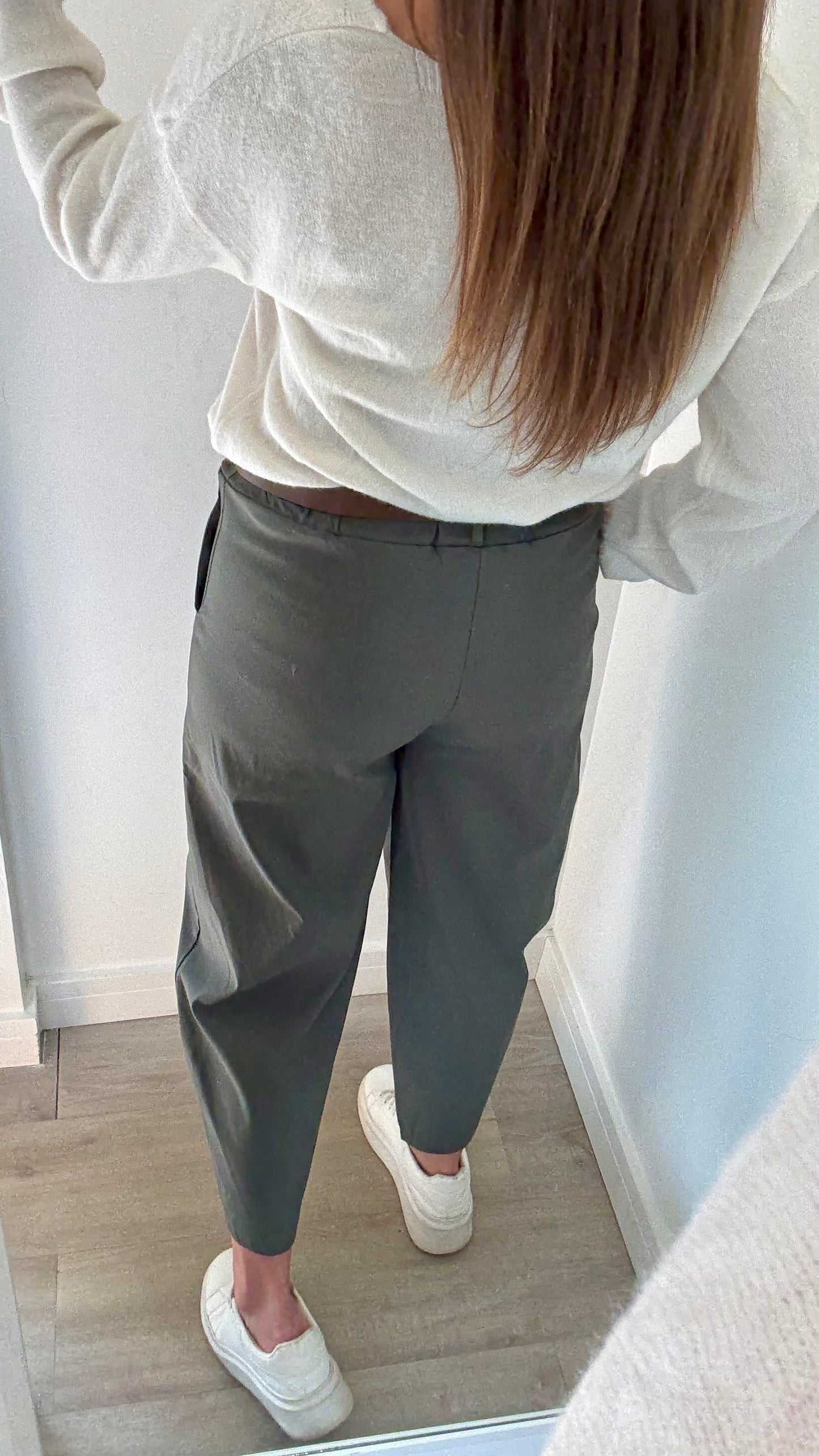 KHAKI BALLOON TROUSERS WITH TAN BELT