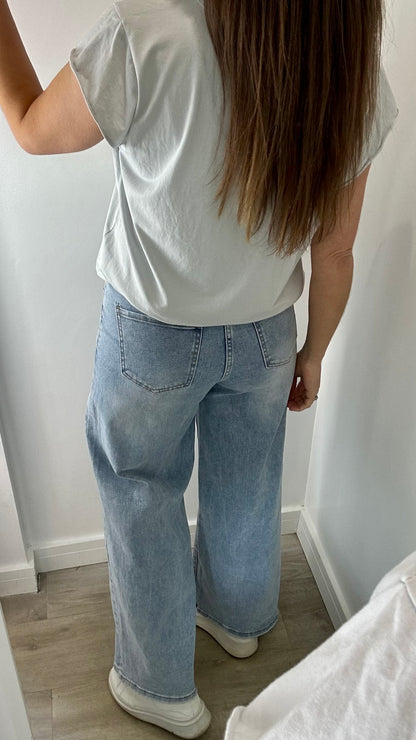 PALE GREY CAP SLEEVE TEE