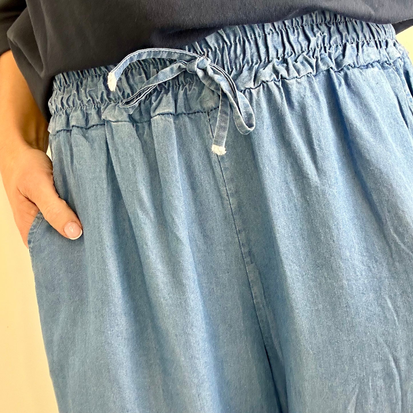 LIGHT BLUE DENIM PALAZZO PANT