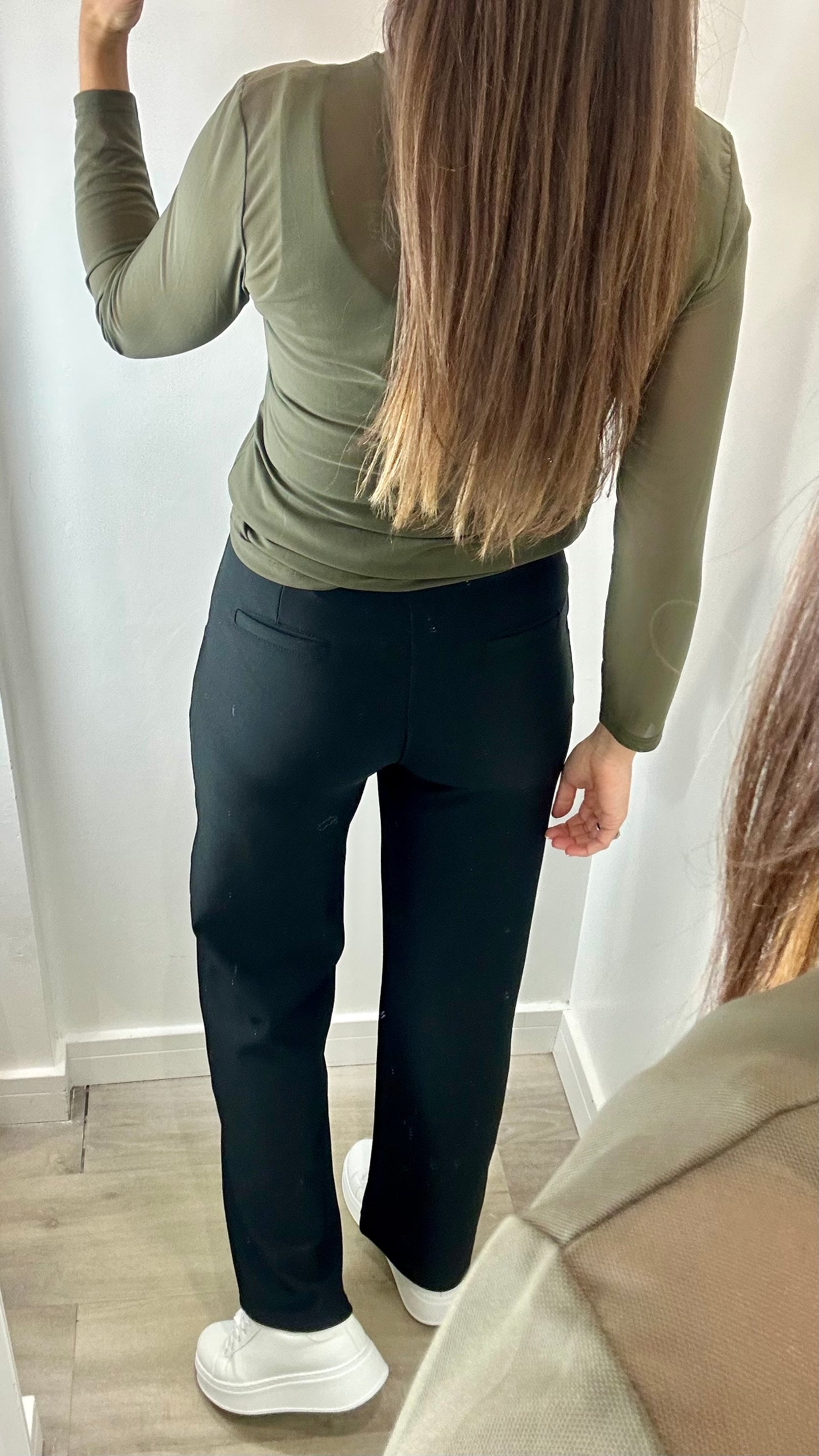 BLACK TAILORED STRETCHY TROUSERS