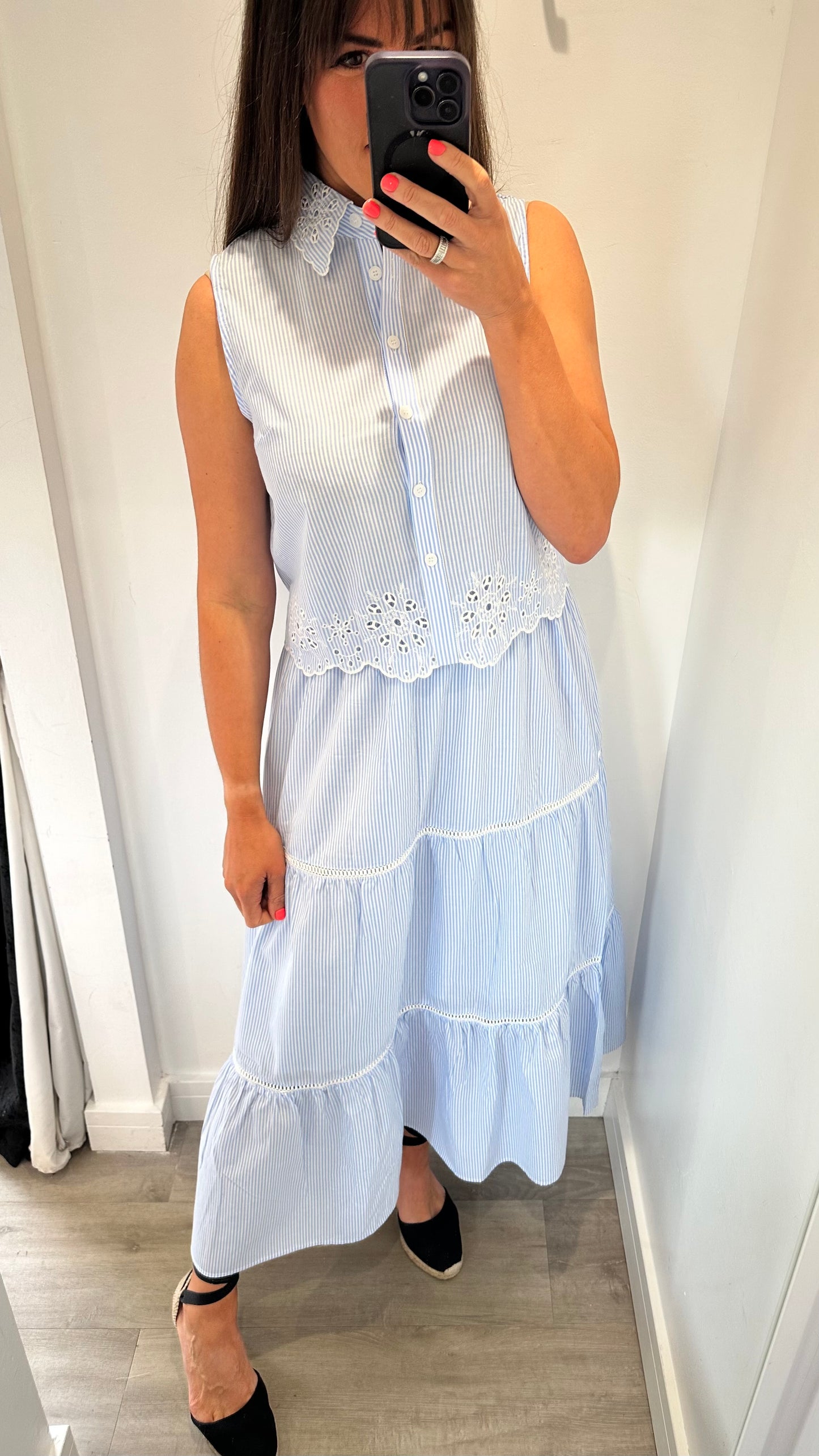 BLUE AND WHITE STRIPE CO-ORD - 100% COTTON TWO PIECE