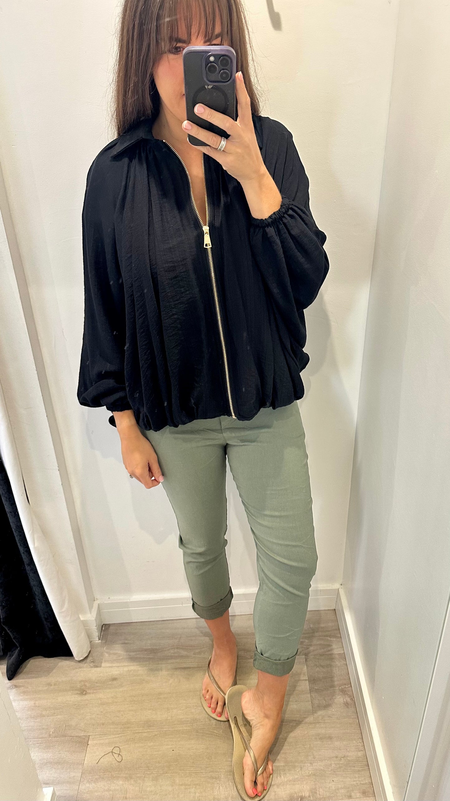 BLACK BALLOON SLEEVE JACKET